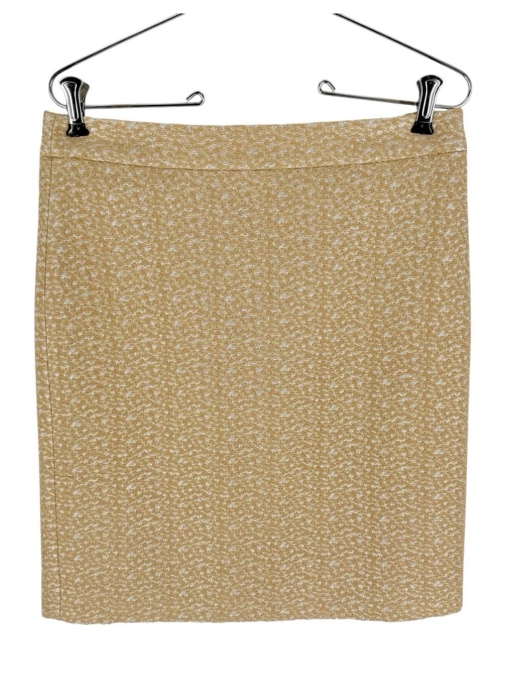 J Crew Collection Pencil Skirt Womens Size 6 Beige Silver Metallic Weave Lux
